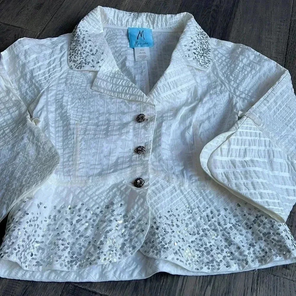 MARCIANO | White and cream vintage sequin light jacket  blazer Y2K - Picture 2 of 10